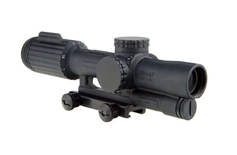 Trijicon VCOG 1-6x24 Riflescope Horseshoe Dot / Crosshair .223 / 77 Grain Ballistic Reticle w/ Thumb Screw Mount-0